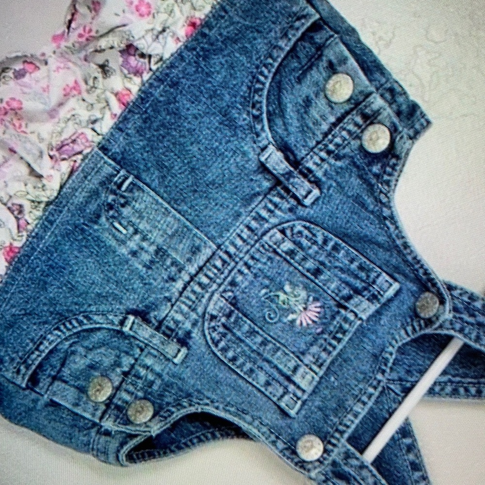 Denim girls floral overalls